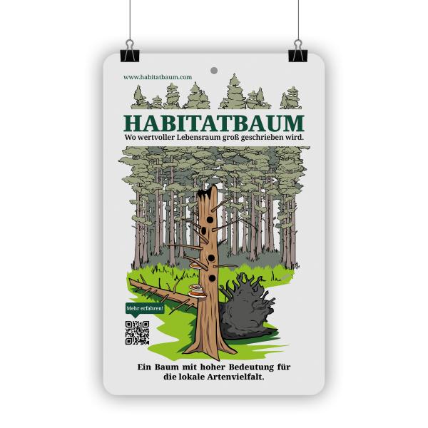 Habitatbaumschild "Spechtflöte"
